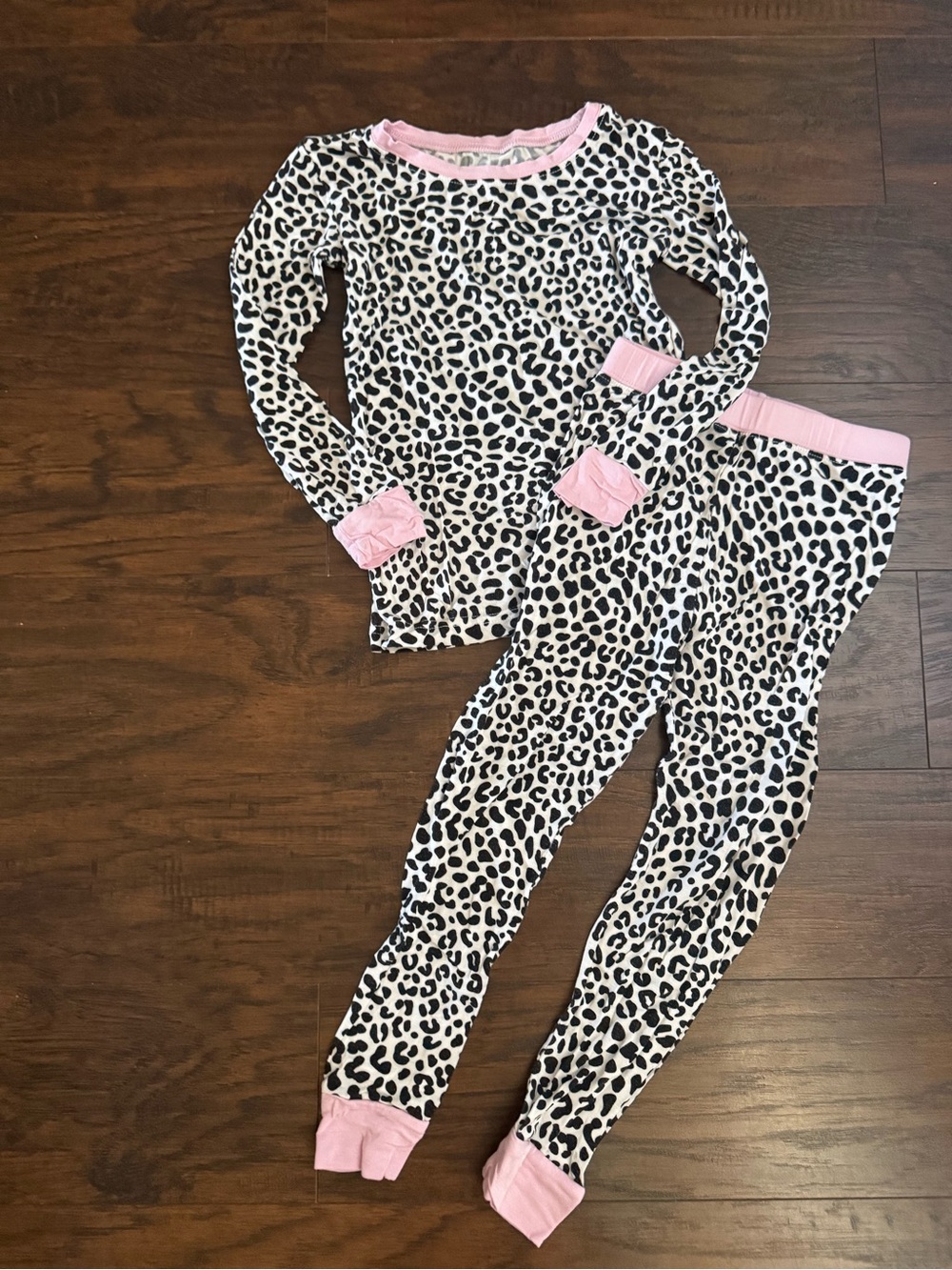Little Sleepies Black & White Leopard Pajama Set with Pink Trim